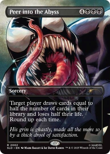 peer into the abyss venom mtg card spider man secret lair