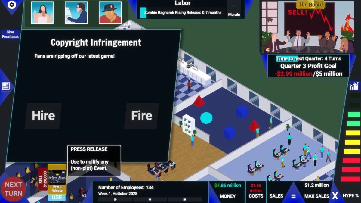 AAA Simulator Press Release in the bottom left showing what was described above, being used in response to a copyright infringement event