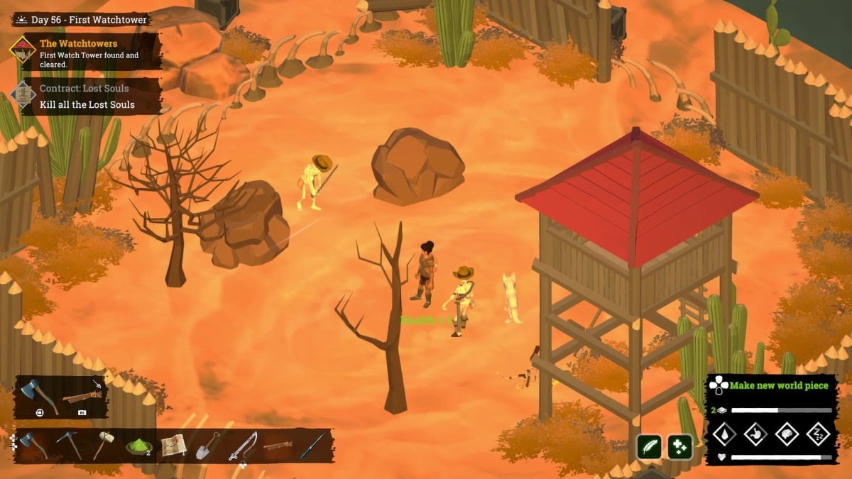 Watchtower skeleton combat in Above Snakes