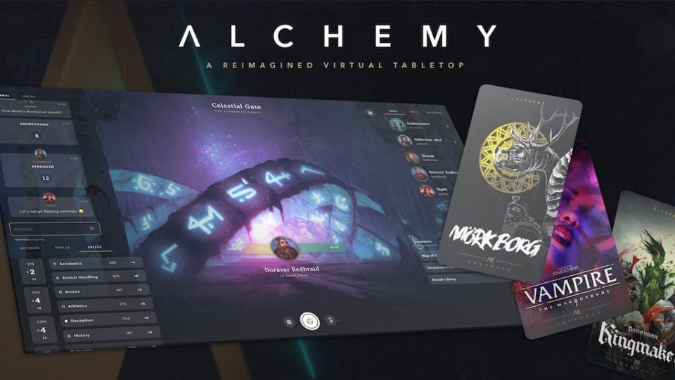 Artwork for Alchemy RPG, showing tabs of different RPGs