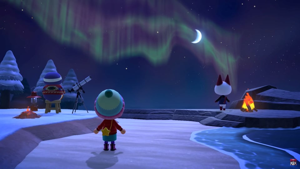 Aurora borealis in Animal Crossing: New Horizons 