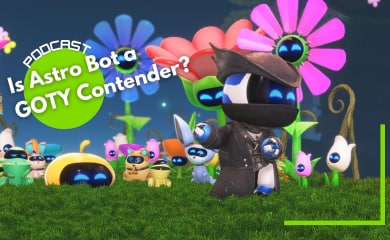 An Astro Bot dressed like a character from Bloodborne