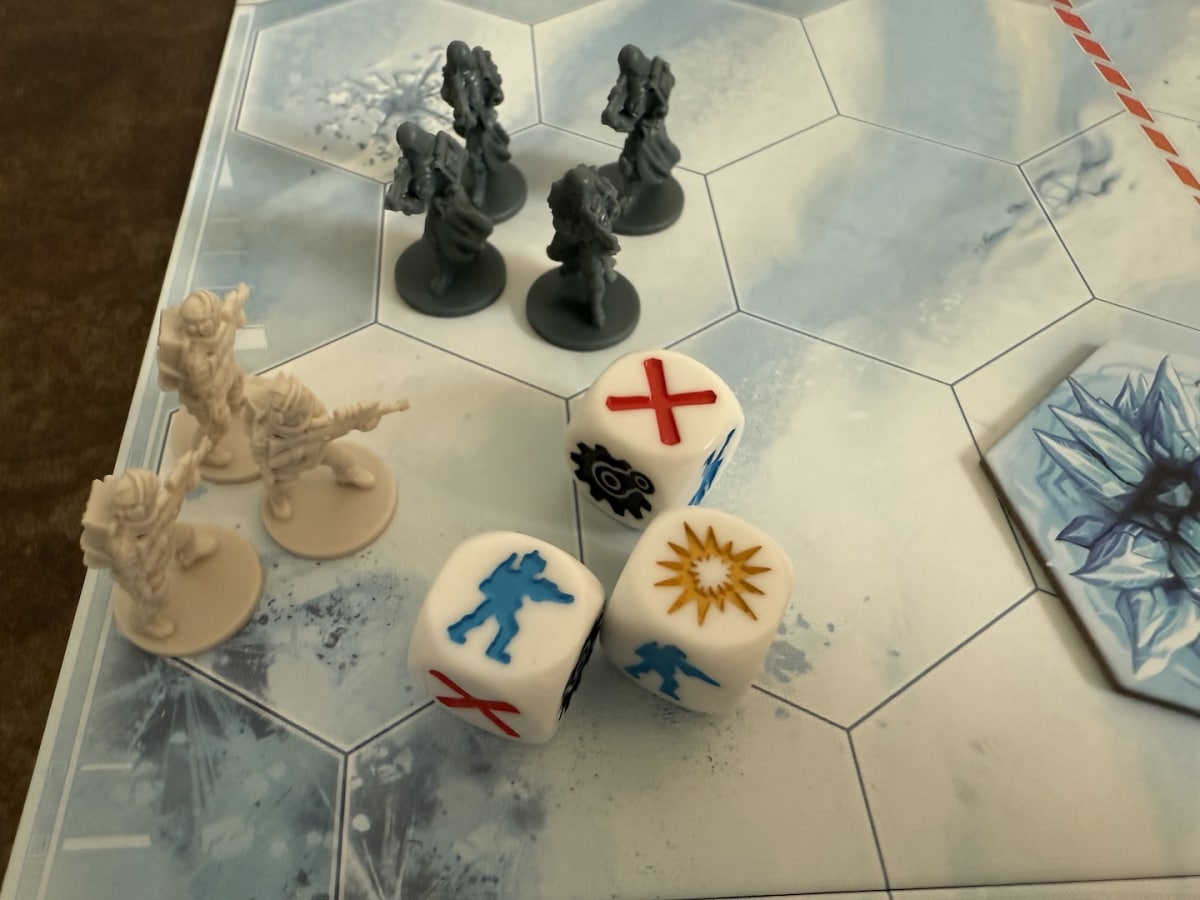 An image from our Battle of Hoth review featuring dice rolling