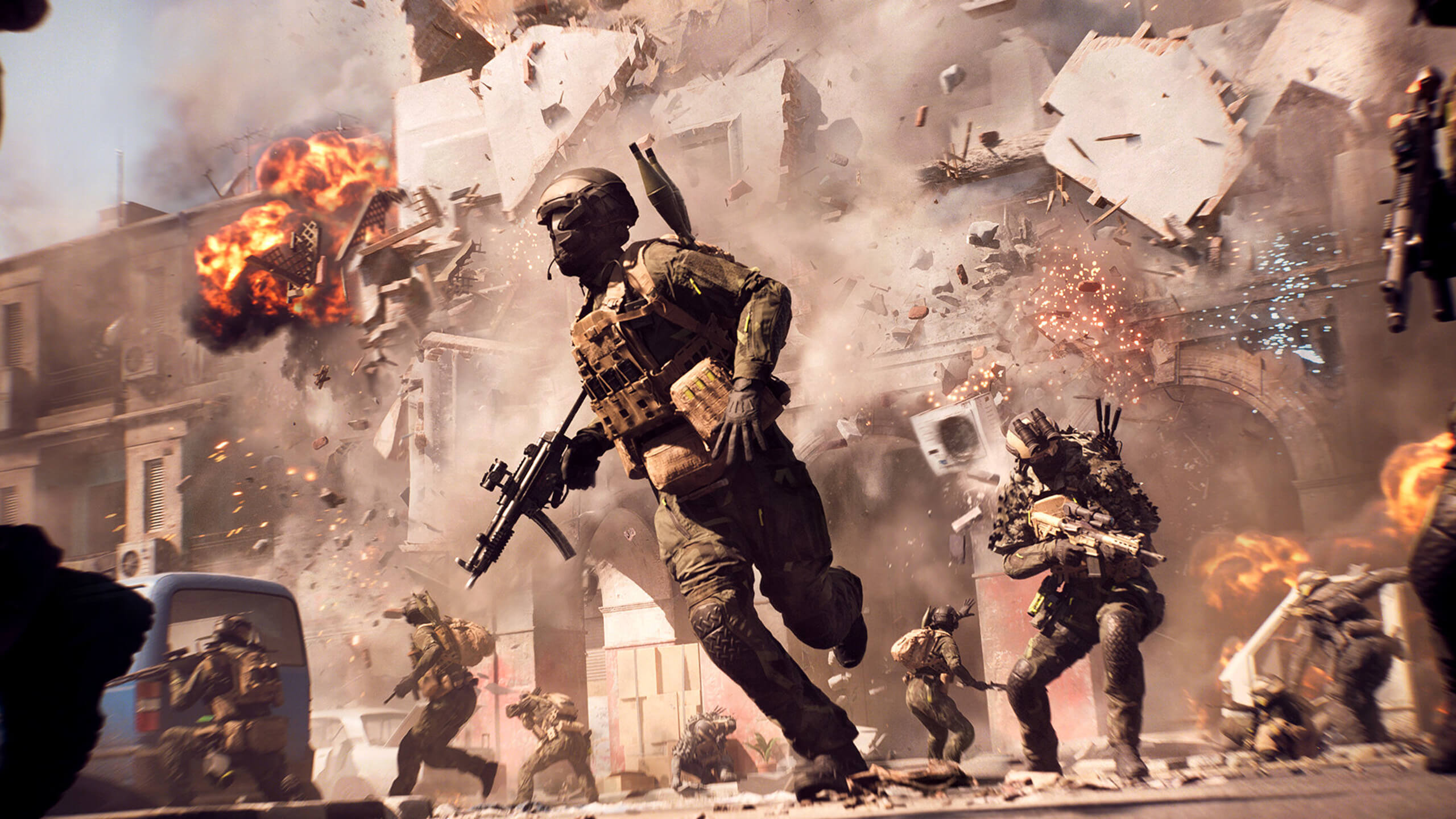 A soldier running from an explosion in Battlefield 6