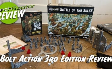 An image from our Bolt Action 3rd Edition Review featuring miniatures built out on the table.