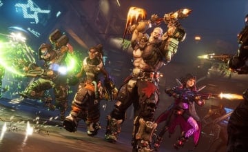 The four Vault Hunters in Borderlands 4 are surrounded by enemies.