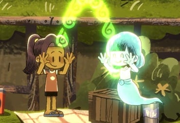 Mai and Pim transferring some kind of energy between them in ToeJam and Earl co-creator Greg Johnson's game Dancing with Ghosts