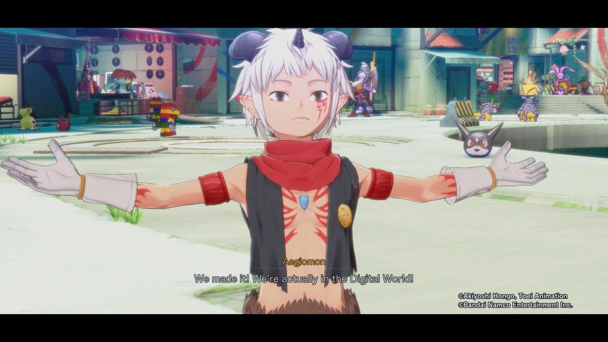 Aegiomon celebrates in Digimon Story: Time Stranger