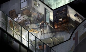 Harry Du Bois clutching his head in a hotel room in the ZA/UM game Disco Elysium