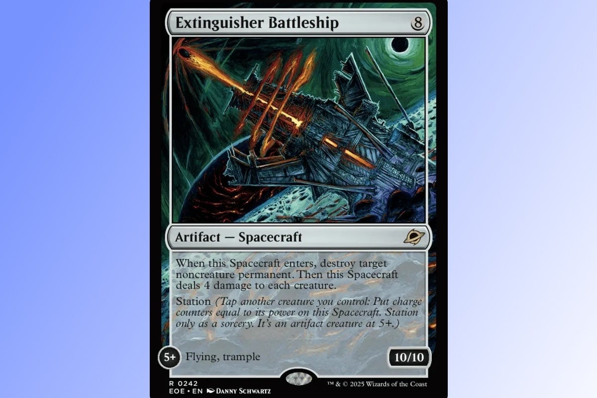 Image of the Extinguisher battleship from edge of eternities mtg