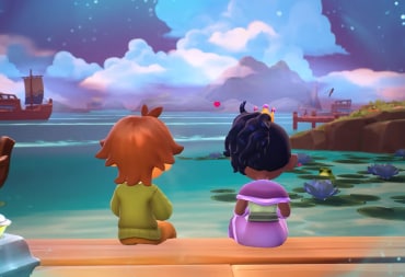 Two characters looking out over a body of water in Fae Farm