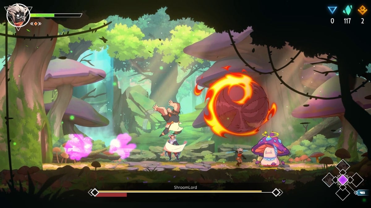 Hira summons his friends to help fight the Shroomlord in Fallen Tear: The Ascension