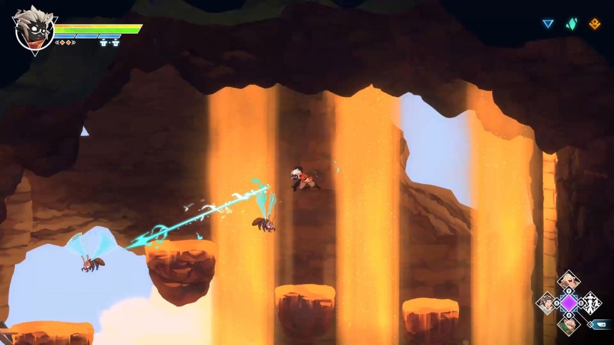 Hira warps behind the enemy in Fallen Tear: The Ascension