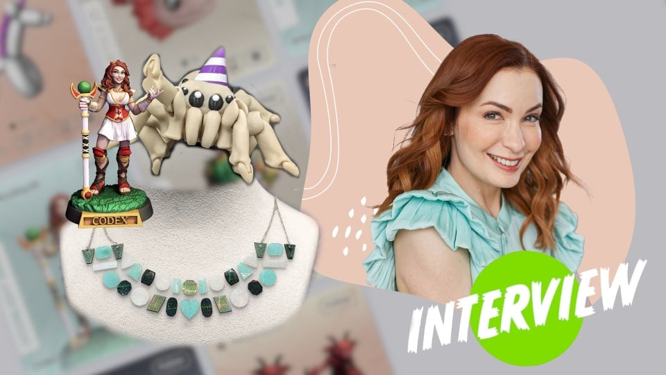 Felicia Day's headshot along with a number of models from FeliciaDay3D