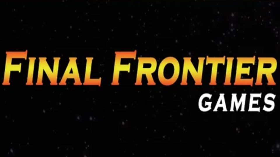 The text, "Final Frontier Games" in yellow and white text on a black background.