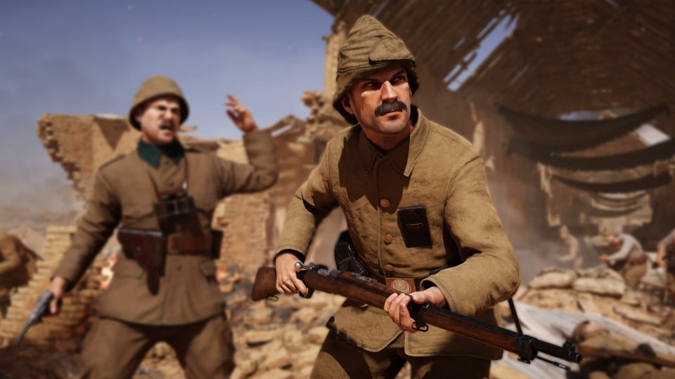 Two soldiers preparing for a fight in the BlackMill Games title Gallipoli