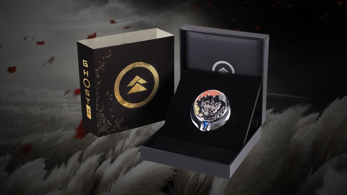 A commemorative Ghost of Tsushima pin that's part of the new Sony Franchise Rewards program