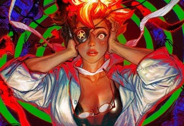 Justine clutching her head in key art serving as a main image for the Hotel Barcelona review