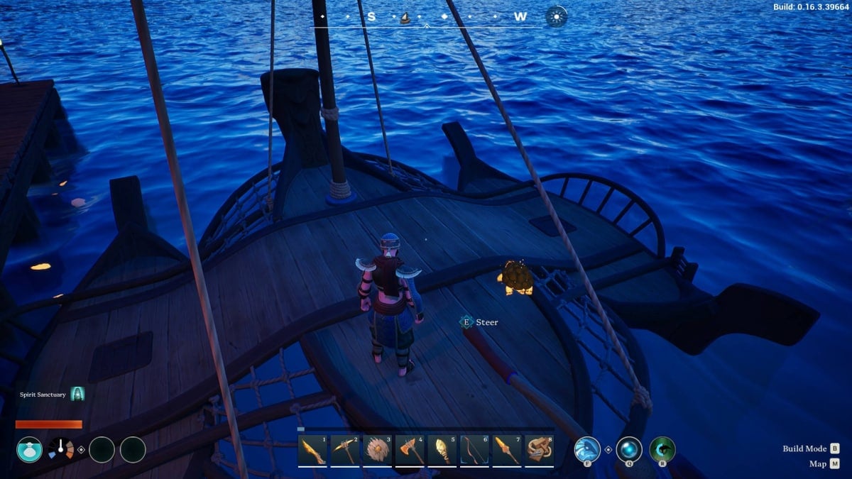 Showing the Carved Trimaran Before Explaining How to Get a Boat in Voyagers of Nera