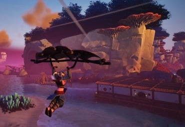 Flying Toward a Large House on a Beach with a Glider in Voyagers of Nera