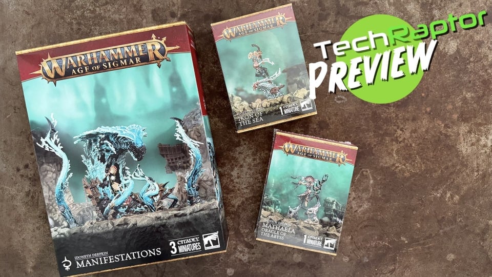 An image from our Idoneth Deepkin preview featuring three new boxed products