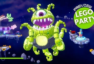 A large green tentacled alien with one eye floating in space.