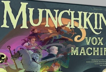 A screenshot of a game box showing a group of adventurers. The text "Munchkin Vox Machina" is visible in white text.