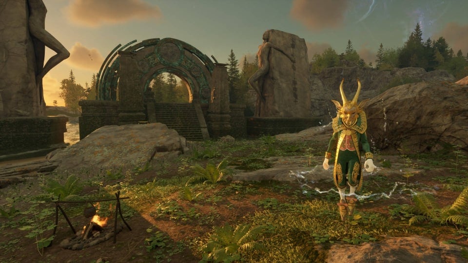 Nightingale Preview Interview Neal Thompson Leah Summers - Cover Image Puck Floating Next to a Campfire and Gate