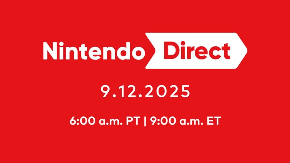 A banner showing the date and time of this month's Nintendo Direct