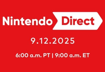 A red banner with the date and time of the September 2025 Nintendo Direct on it