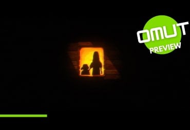 The silhouette of a woman and child in a window. 