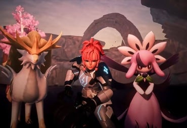 A character and two Pals in Palworld
