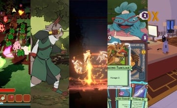 A gallery of five indie games of various genres.