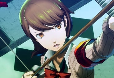 Yukari pulling the string back on her bow in Persona 3 Reload