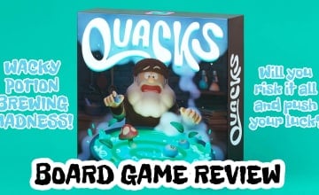An image of the board game Quacks with text on screen