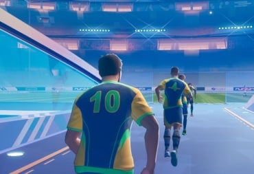 Image of a team of football players making their way to the pitch in Rematch