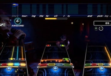 Players playing a song together in Rock Band 4