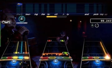 Players playing a song together in Rock Band 4