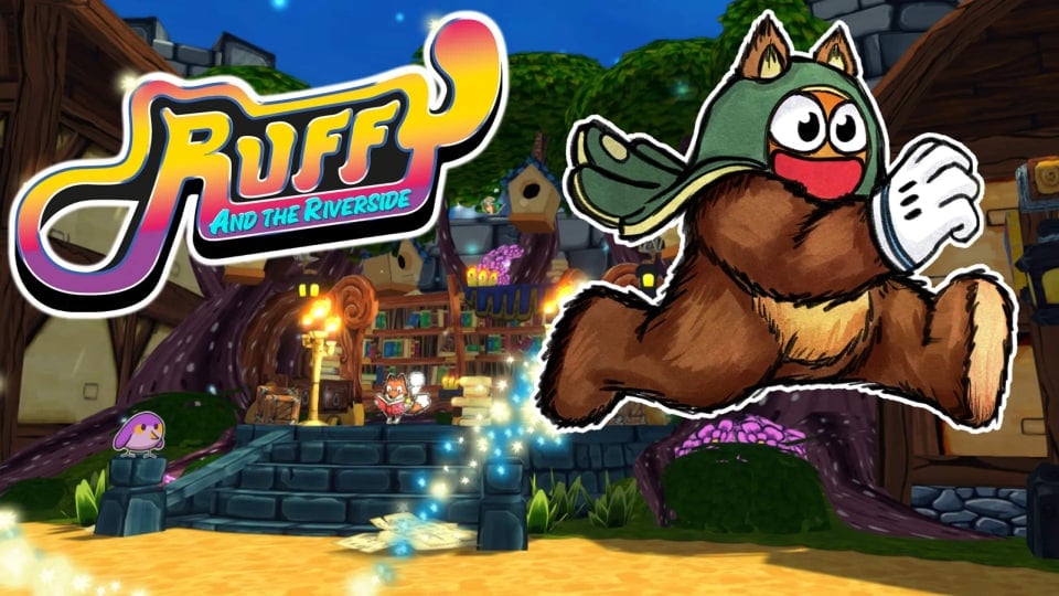Key art for the Ruffy and the Riverside review, depicting the titular bear and the game's logo