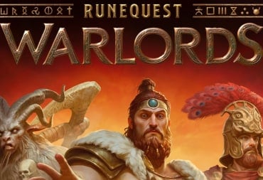 runequest warlords key art showing three humanoid figures glaring downwards