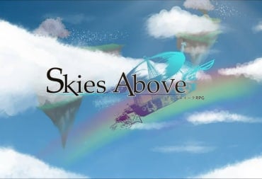 The title "Skies Above RPG" in stylish black text in front of a vast cloudy sky.