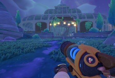 The Conservatory during the nighttime in Slime Rancher 2.