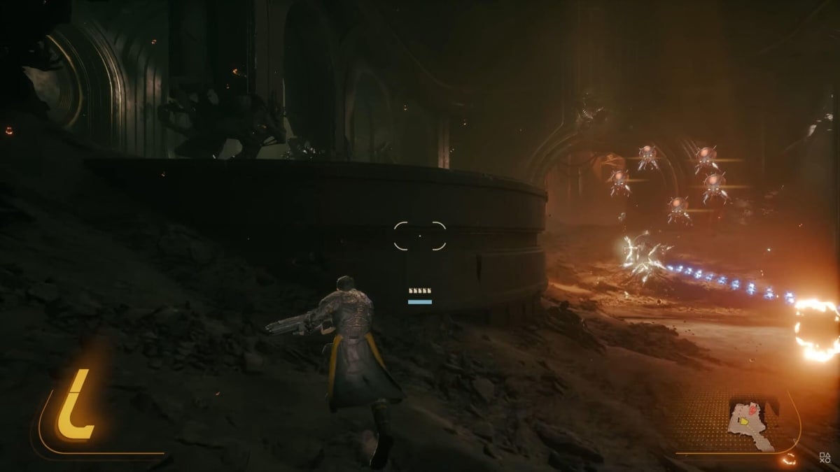 The player dodging attacks from floating alien enemies in Saros, shown during this week's State of Play