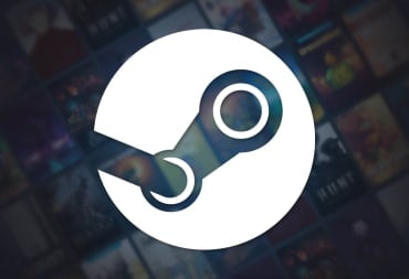 The Steam logo against a tiled backdrop of games available on the service