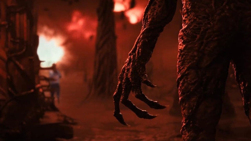 The hand of the monster called Vecna in a still image from Stranger Things Season 4.