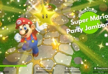Mario holding up a star.
