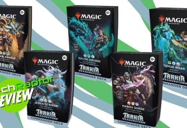Tarkir: Dragonstorm Commander Deck Review Header Image featuring all five commander decks