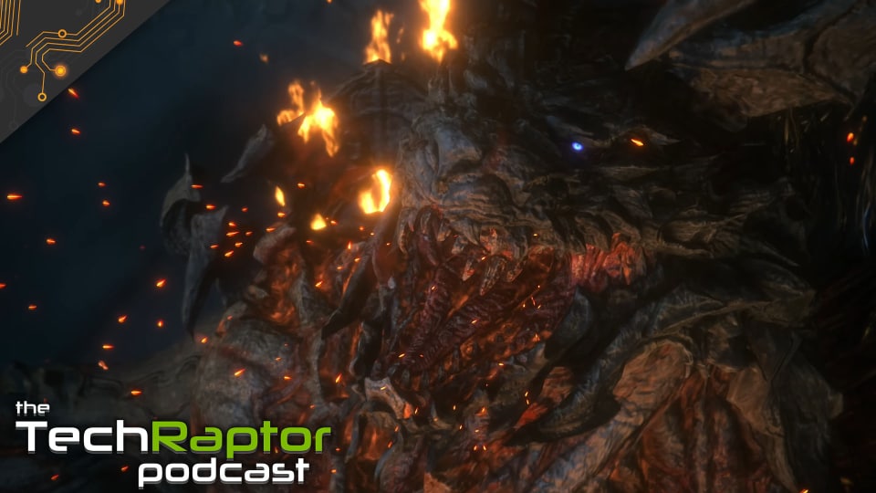 FFXVI Boss FIght Screen With TechRaptor Podcast Overlaid