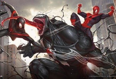 miles morales and peter parker fighting venom.