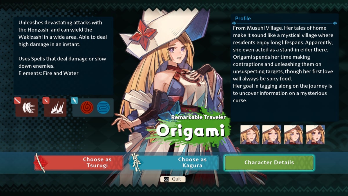 Towa and the Guardians of the Ancient Tree choice of Tsurugi and Kagura